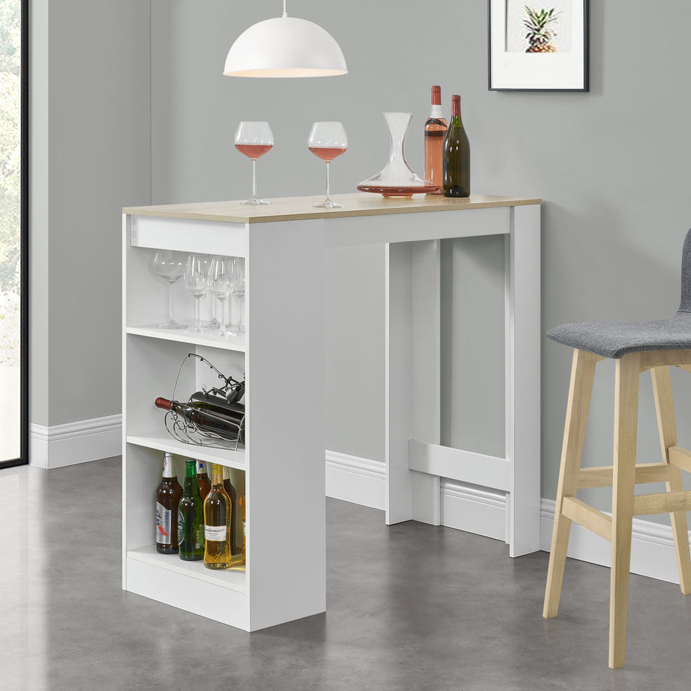 Tavolo bar Kouvola con 3 scomparti 110x50x103 cm in diversi colori [en.casa] - premiumXL