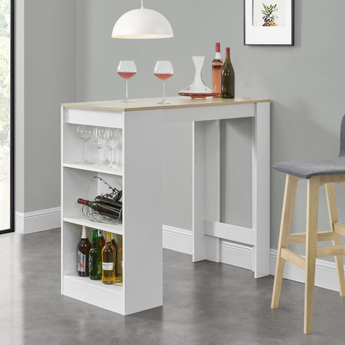 Bancone Tavolo Alto da Bar Kouvola con 3 Scomparti Aperti 110x50x103 cm - Vari Colori [en.casa]