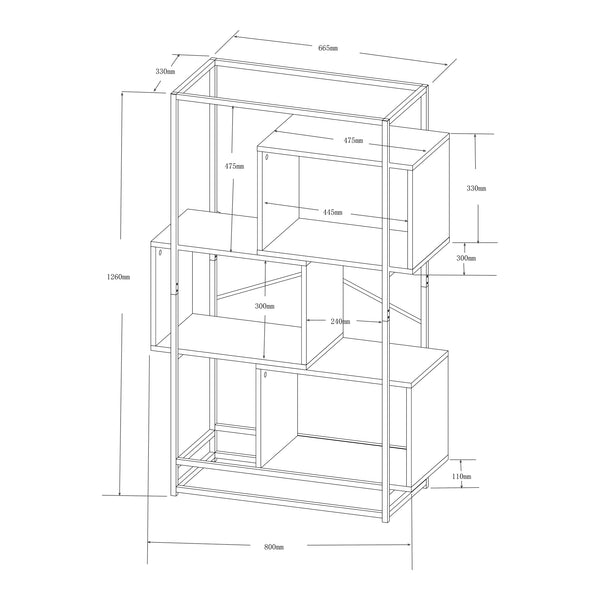 Libreria Rennebu Nero/Quercia [en.casa]