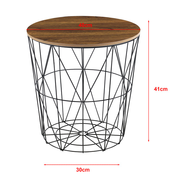 [en.casa] Set da 2 Tavolini a Forma di Cestello in 2 Misure Diverse con Piano Rimovibile Portaoggetti Pratico Multiuso