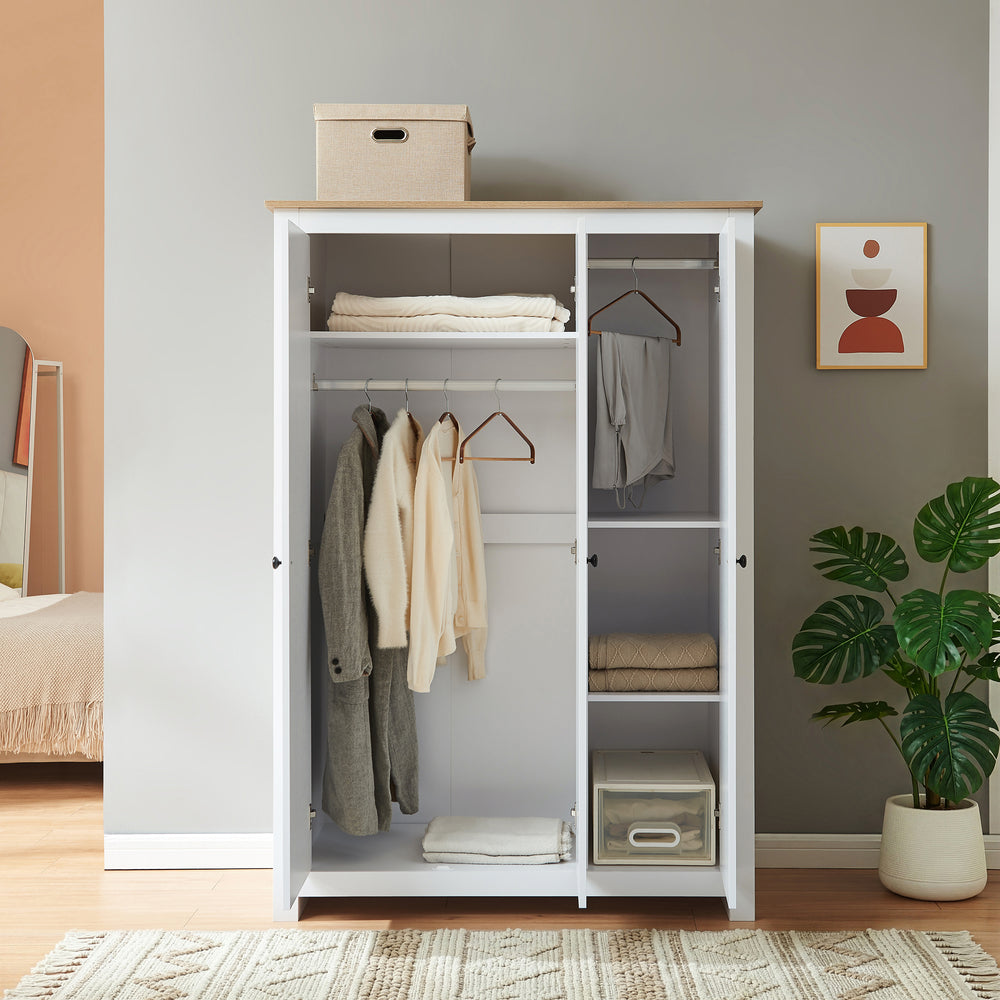 Armadio Guardaroba Vasand a 3 Ante con Barre Appenditi e Ripiani [en.casa]