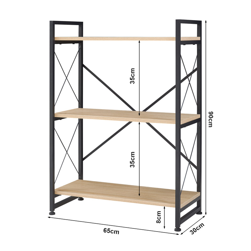 Schizzo in scala Libreria Skørping a Ripiani Scaffale da Terra - Nero / Effetto Rovere - Varie Misure [en.casa]