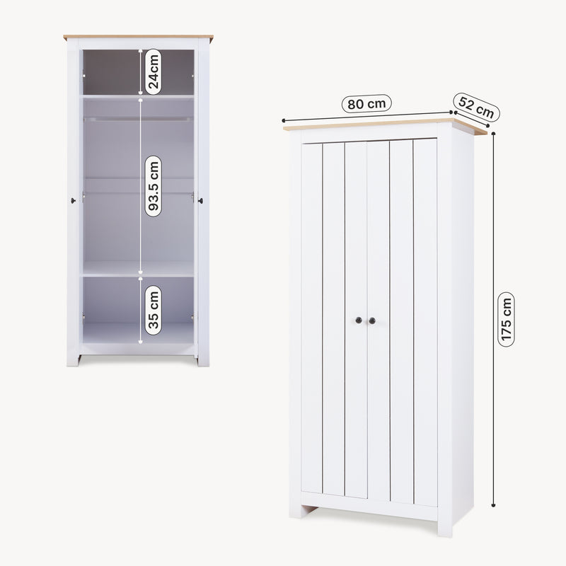 Schizzo in scala Armadio per Guardaroba Trorjam con Barra Appendiabiti e Scomparti 175 x 80 x 52 cm [en.casa]