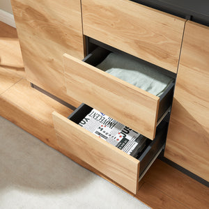 Sideboard Kyr Nero/effetto quercia rustico [en.casa]