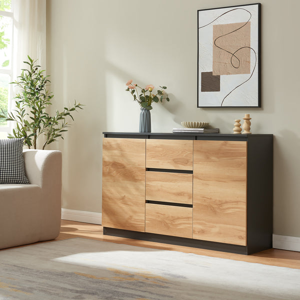 Sideboard Kyr Nero/effetto quercia rustico [en.casa]