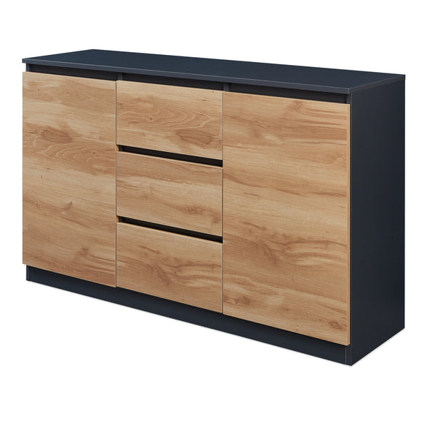 Sideboard Kyr Nero/effetto quercia rustico [en.casa]