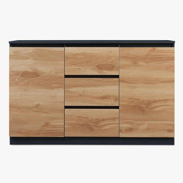 Sideboard Kyr Nero/effetto quercia rustico [en.casa]