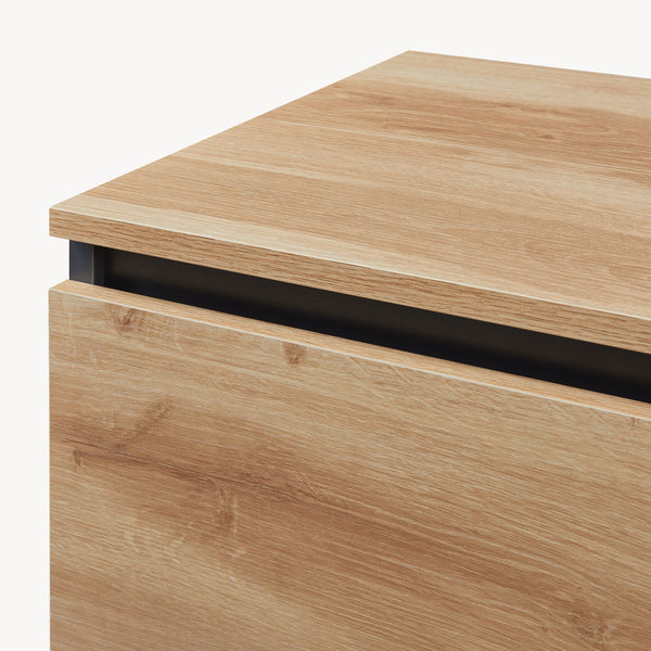 Credenza Mobile Contenitore Kyr Comò con Ante e Cassetti - Nero/Effetto Rovere Rustico [en.casa]