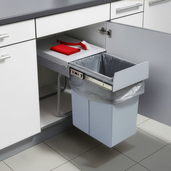 Pattumiera Estraibile Froland con 2 o 3 Bidoni Sotto Lavello - Capacitá varie - 48 x 34 x 42 cm Grigio [en.casa] 