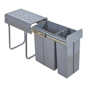 Pattumiera Estraibile Froland con 2 o 3 Bidoni Sotto Lavello - Capacitá varie - 48 x 34 x 42 cm Grigio [en.casa] 