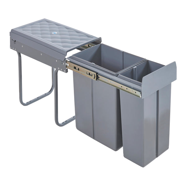 Pattumiera Estraibile Froland con 2 o 3 Bidoni Sotto Lavello - Capacitá varie - 48 x 34 x 42 cm Grigio [en.casa] 
