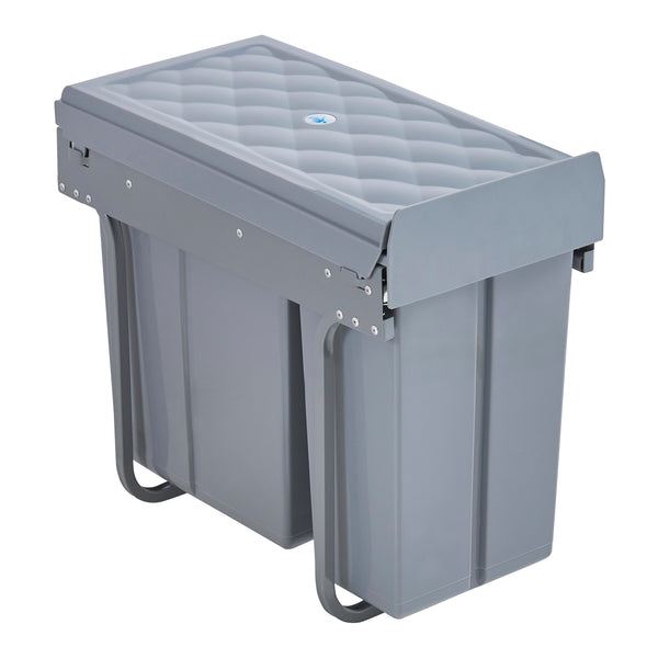 Pattumiera Estraibile Froland con 2 o 3 Bidoni Sotto Lavello - Capacitá varie - 48 x 34 x 42 cm Grigio [en.casa] 