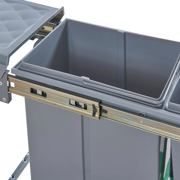 Pattumiera Estraibile Froland con 2 o 3 Bidoni Sotto Lavello - Capacitá varie - 48 x 34 x 42 cm Grigio [en.casa] 