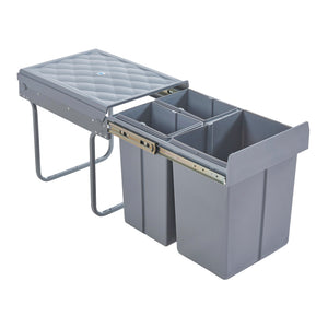Pattumiera Estraibile Froland con 2 o 3 Bidoni Sotto Lavello - Capacitá varie - 48 x 34 x 42 cm Grigio [en.casa] 