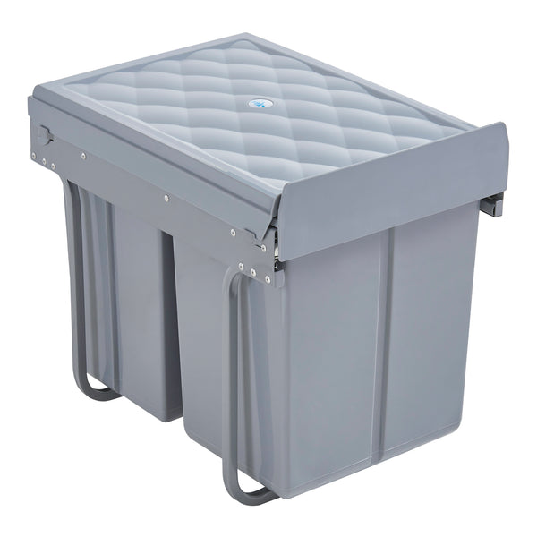 Pattumiera Estraibile Froland con 2 o 3 Bidoni Sotto Lavello - Capacitá varie - 48 x 34 x 42 cm Grigio [en.casa] 