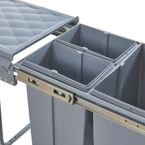 Pattumiera Estraibile Froland con 2 o 3 Bidoni Sotto Lavello - Capacitá varie - 48 x 34 x 42 cm Grigio [en.casa] 