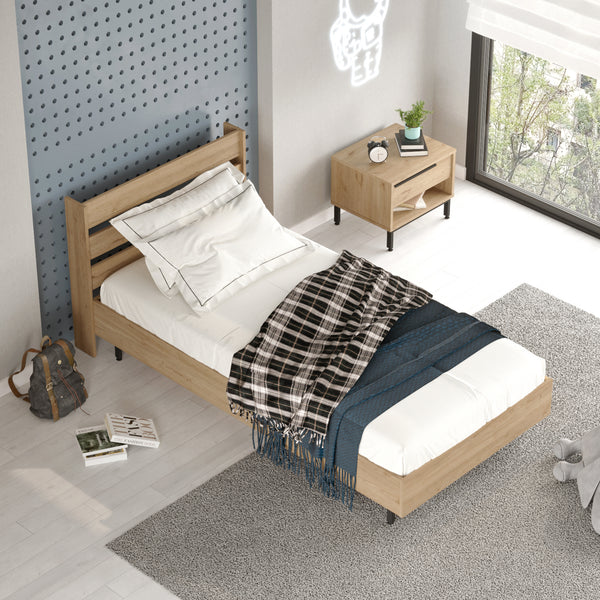 Struttura Letto Singolo Vesanto 100 x 200 cm con Testiera Alta [en.casa] 