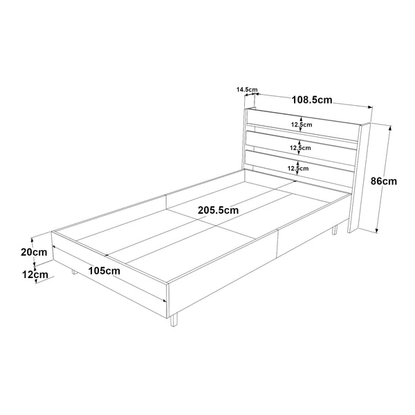 Letto singolo Vesanto 100x200 cm [en.casa]