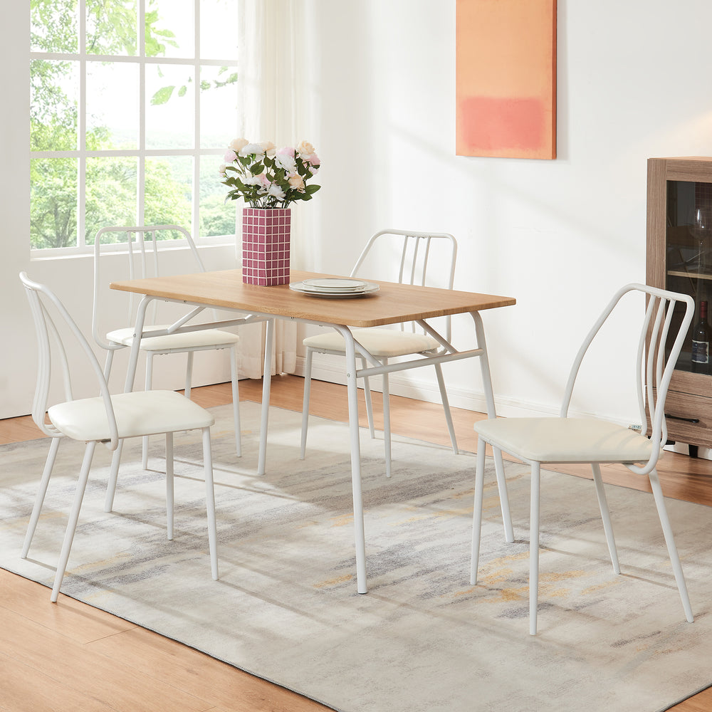 Set da Pranzo Omso Tavolo 110x70 cm e 4 Sedie Imbottite [en.casa]