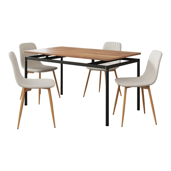 Set da Pranzo Hemnes Tavolo 140x80 cm con 4 Sedie [en.casa]
