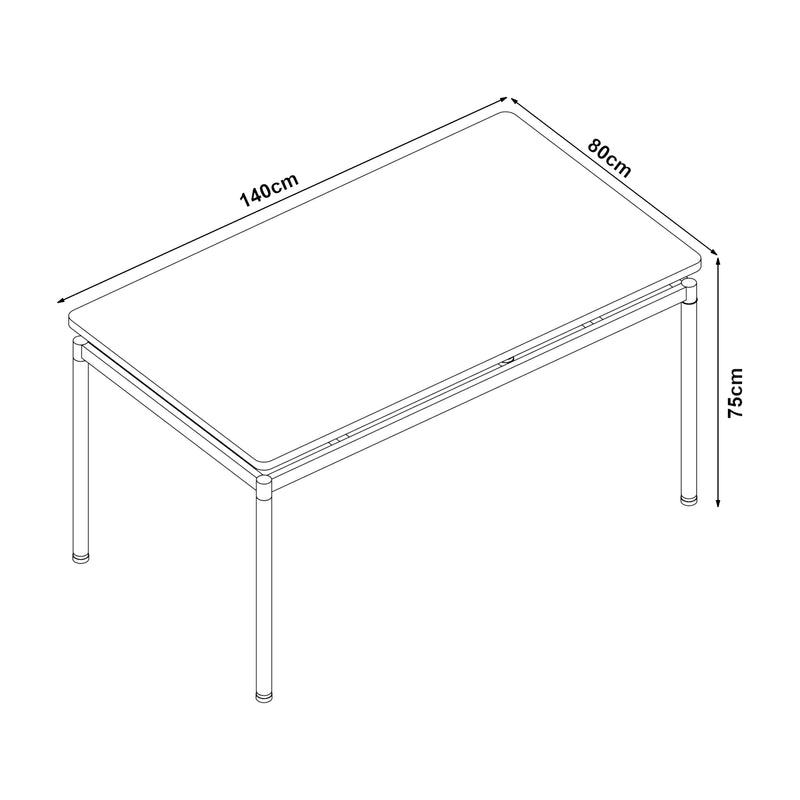 Schizzo in scala Set da Pranzo Hemnes Tavolo 140x80 cm con 4 Sedie [en.casa]