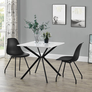 Tavolo da Pranzo con Piano Quadrato e Gambe di Design in Metallo [en.casa] 