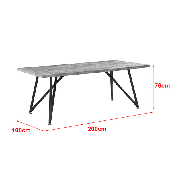 Tavolo da Pranzo (LuxLaxA) 200x100x76 cm Tavolo da Cucina Fino a 8 Posti - Gambe di Design in Acciaio Nero e Piano Tavolo in MDF - Vari Colori