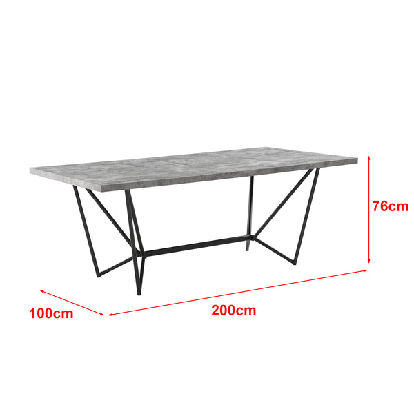 Tavolo da Sala Pranzo (LuxLaxA) 200x100x76 cm Tavolo da Cucina Fino a 8 Posti - Gambe di Design in Acciaio Nero e Piano Tavolo in MDF - Vari Colori