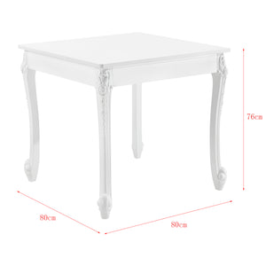 Tavolo da Pranzo Bianco in Stile Barocco con Decoro Floreale Tavolo Quadrato con Gambe di Plastica Tavolo da Sala Pranzo Fino a 2/4 Posti - Varie Misure