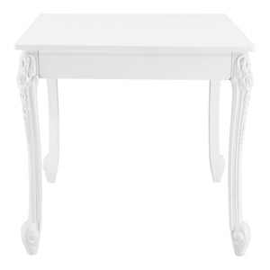 Tavolo da Pranzo Bianco in Stile Barocco con Decoro Floreale Tavolo Quadrato con Gambe di Plastica Tavolo da Sala Pranzo Fino a 2/4 Posti - Varie Misure
