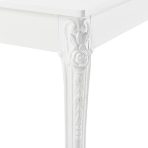 Tavolo da Pranzo Bianco in Stile Barocco con Decoro Floreale Tavolo Quadrato con Gambe di Plastica Tavolo da Sala Pranzo Fino a 2/4 Posti - Varie Misure