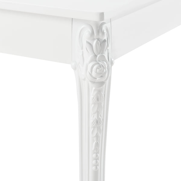 Tavolo da Pranzo Bianco in Stile Barocco con Decoro Floreale Tavolo Quadrato con Gambe di Plastica Tavolo da Sala Pranzo Fino a 2/4 Posti - Varie Misure