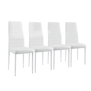 Set da Sala da Pranzo Tavolo con 4 Sedie Gambe in Acciaio Rivestimento in Similpelle [en.casa]