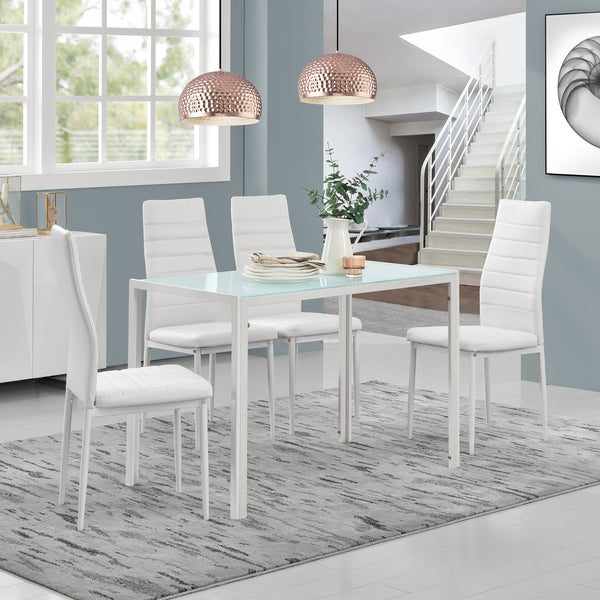 Set Tavolo da Pranzo con 4 Sedie Imbottite Schienale Alto Similpelle [en.casa] 