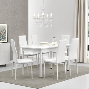 Set Sala da Pranzo Bjerkvik Tavolo 140x60 cm e 6 Sedie Imbottite Rivestimento in Similpelle [en.casa] 