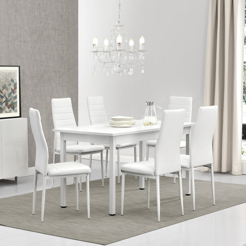Schizzo in scala Set Sala da Pranzo Bjerkvik Tavolo 140x60 cm e 6 Sedie Imbottite Rivestimento in Similpelle [en.casa] 