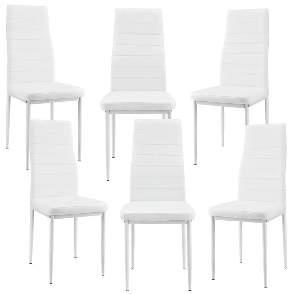 Set Sala da Pranzo Bjerkvik Tavolo 140x60 cm e 6 Sedie Imbottite Rivestimento in Similpelle [en.casa] 