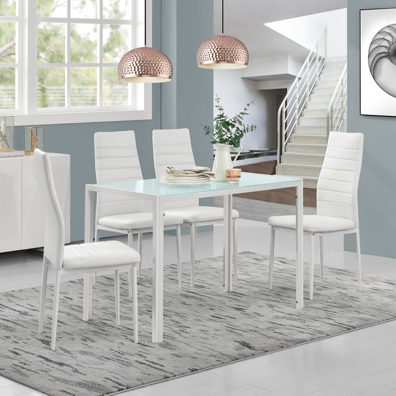 Schizzo in scala Tavolo da Pranzo con Piano in Vetro Laccato 105 x 60 cm [en.casa]