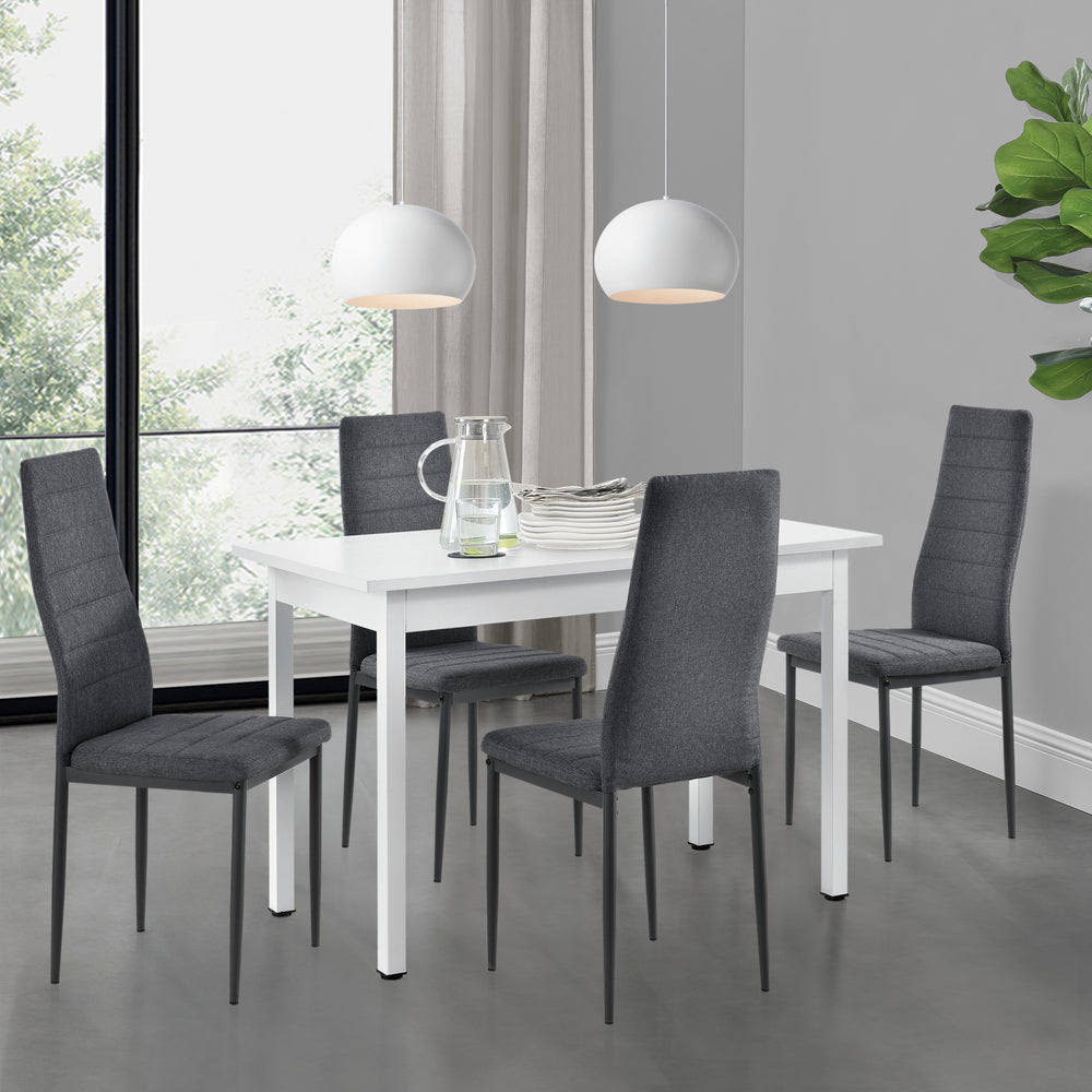 Gruppo pranzo Honningsvåg 5 pezzi con tavolo 120x60 cm e 4 sedie imbottite en.casa - premiumXL