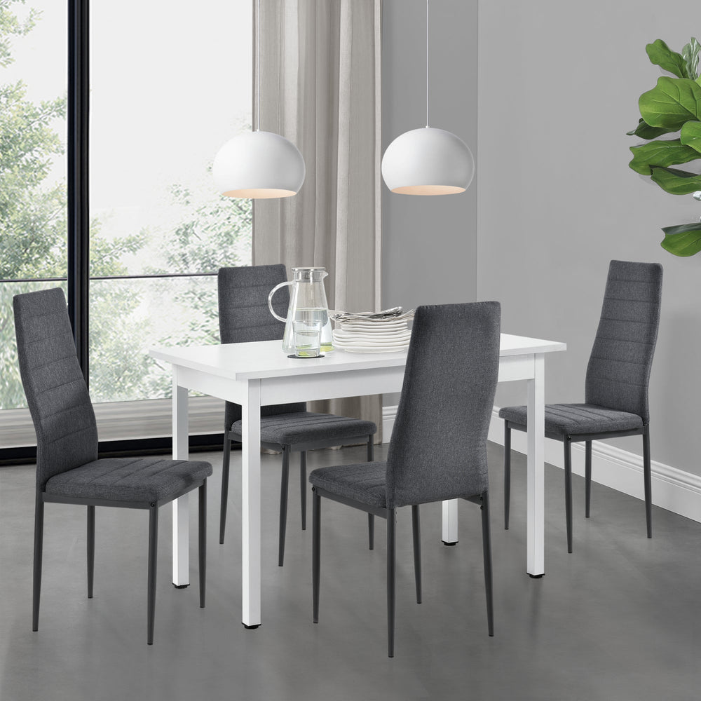 Gruppo pranzo Honningsvåg 5 pezzi con tavolo 120x60 cm e 4 sedie imbottite en.casa - premiumXL