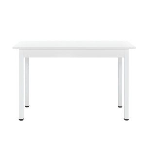 [en.casa] Arredo Sala da Pranzo Tavolo 120 x 60 x 75 cm MDF con 4 Sedie Imbottite 96 x 43 x 52 cm Acciaio Poliestere Grigio