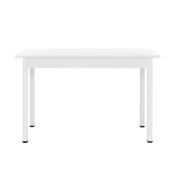 [en.casa] Arredo Sala da Pranzo Tavolo 120 x 60 x 75 cm MDF con 4 Sedie Imbottite 96 x 43 x 52 cm Acciaio Poliestere Grigio