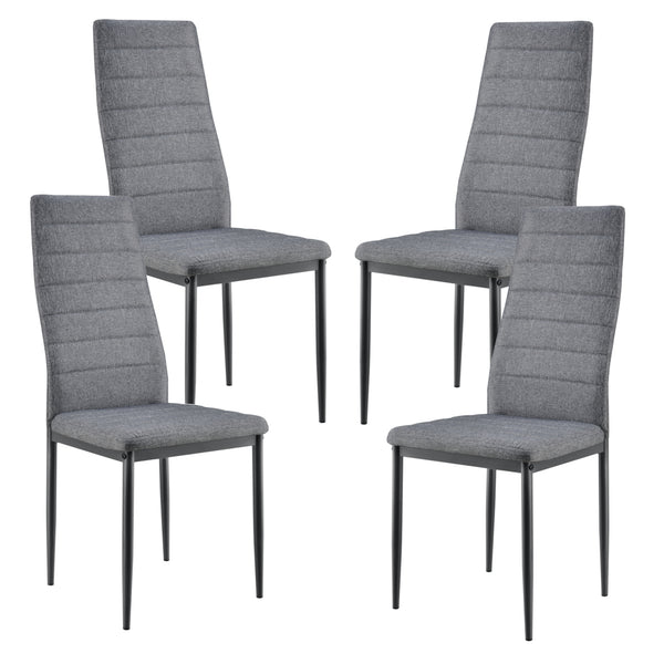 [en.casa] Arredo Sala da Pranzo Tavolo 120 x 60 x 75 cm MDF con 4 Sedie Imbottite 96 x 43 x 52 cm Acciaio Poliestere Grigio