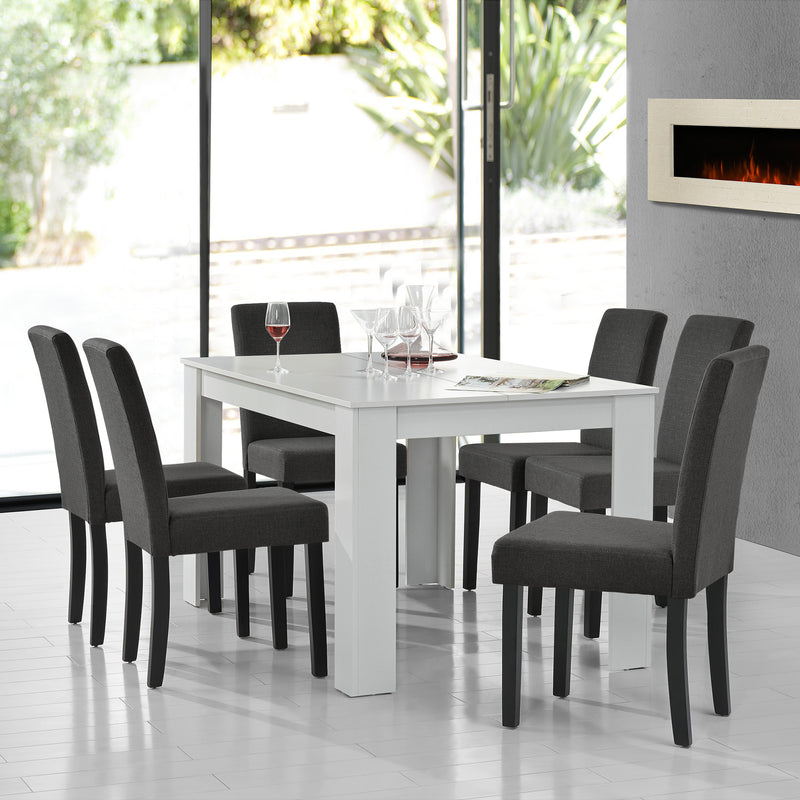 Schizzo in scala Set da Pranzo Tavolo Rettangolare con 6 Sedie Imbottite [en.casa]