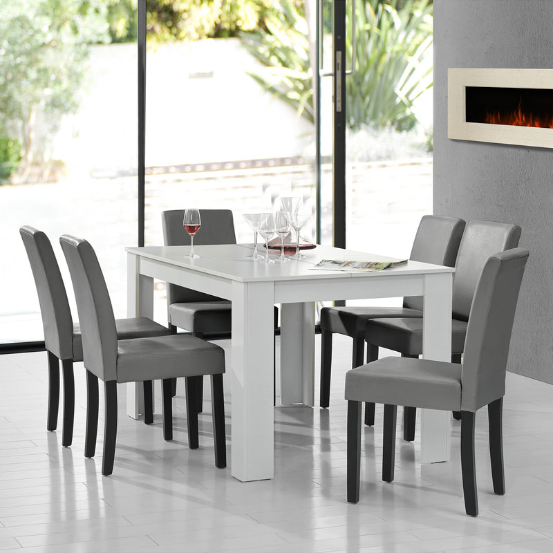 Schizzo in scala Set Pranzo con Tavolo 140x90 cm e 6 Sedie in Similpelle [en.casa] 
