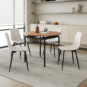 Gruppo pranzo Hemnes 5 pezzi effetto rovere/beige [en.casa] - premiumXL