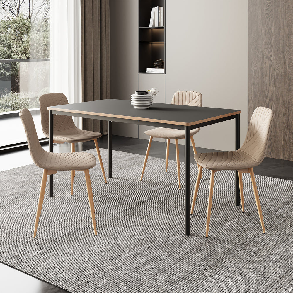 Gruppo da pranzo Lindesberg 5 pz. piano rettangolare Grigio/Marrone chiaro [en.casa]