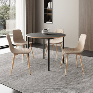 Gruppo da pranzo Lindesberg 5 pz. piano rotondo grigio/marrone chiaro [en.casa]