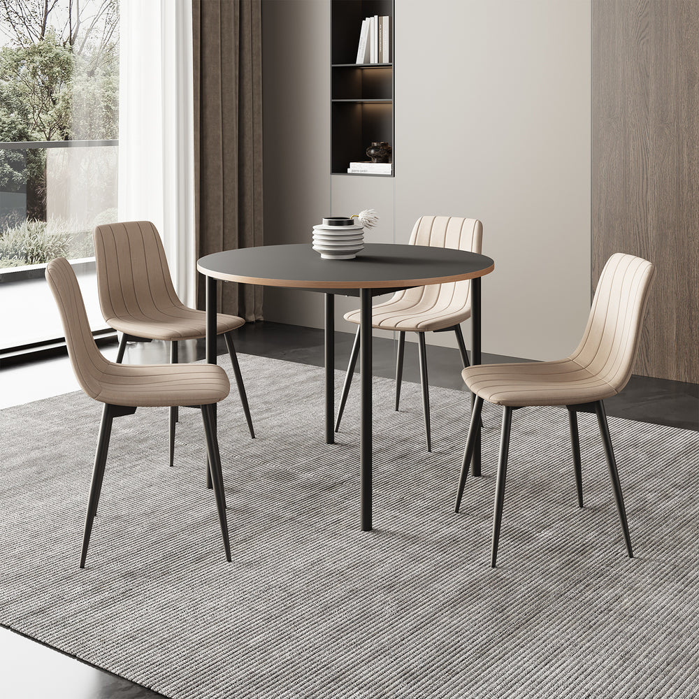 Gruppo da pranzo Lindesberg 5 pezzi rotondo Grigio/Marrone chiaro [en.casa]