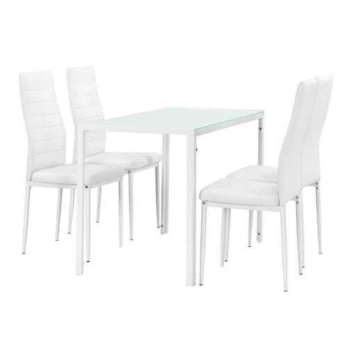 Set Tavolo da Pranzo con 4 Sedie Imbottite Schienale Alto Similpelle [en.casa] 